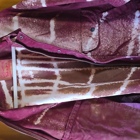 Levis Strauss Denim Tie-Dye Burgundy and White Jacket L Custom Dye By GUSALBERT - Picture 2 of 3